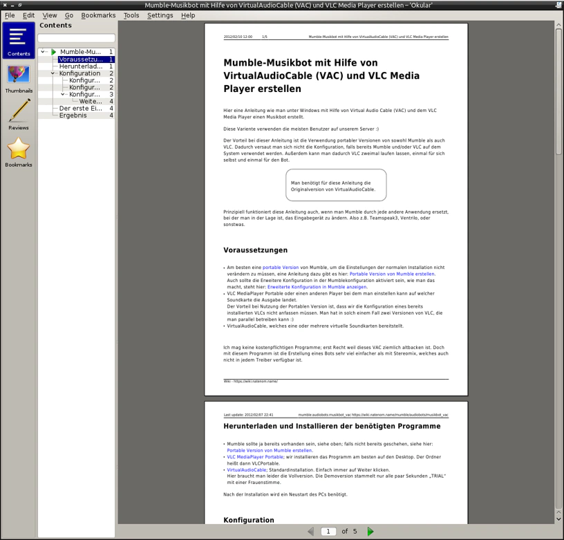 Die exportierte PDF-Datei in Okular
