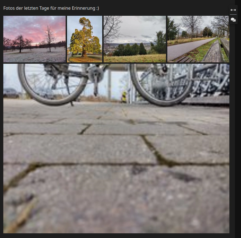 Screenshot einer Galerie, in der in der letzten Reihe nur ein matschiges Bild zu sehen ist. Screenshot einer Galerie, in der in der letzten Reihe nur ein matschiges Bild zu sehen ist.