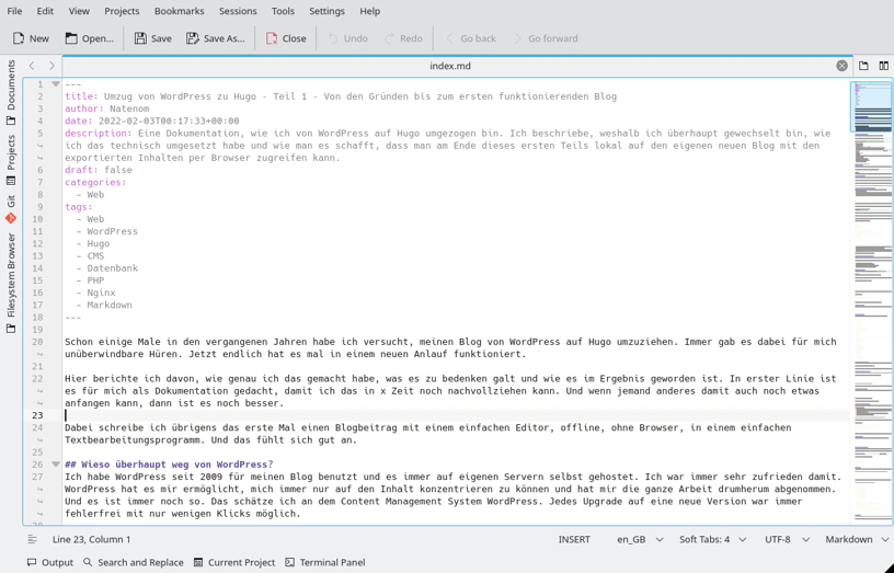 Fenster eines Texteditors unter KDE/Plasma Fenster eines Texteditors unter KDE/Plasma