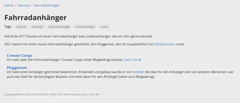 Description in Seitenlisten