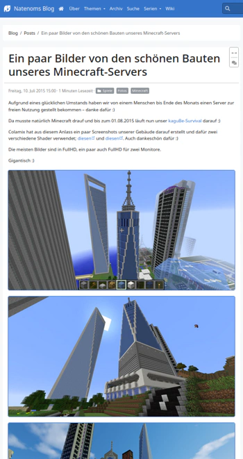 Screenshot der alten Galerie mit normalgroßen Vorschaubildern.