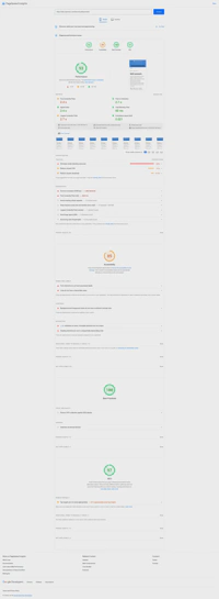 Screenshot der Ergebnisse von Google Pagespeed.