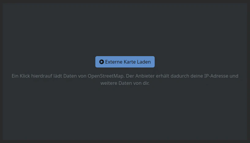 Screenshot vom noch nicht geladenen iframe mit den genannten Infotexten.