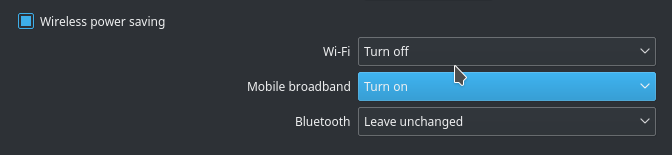 New settings in energy saving configuration of KDE Plasma 5.8 LTS for wireless power saving :)