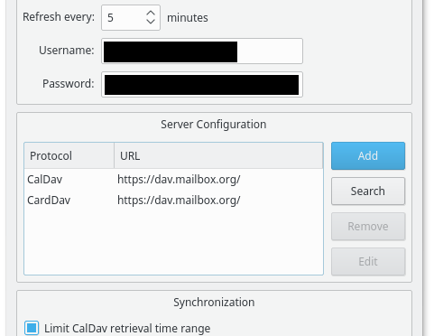 Wie man Adressbuch, Kalender und Aufgaben von Mailbox.org in Kontact von KDE/Plasma 5 einbindet