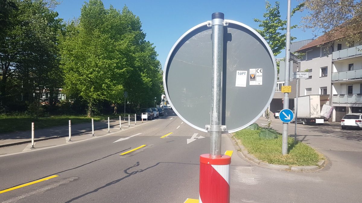 Sichtachsen der neuen Querungshilfe auf der Parkstraße in Pforzheim