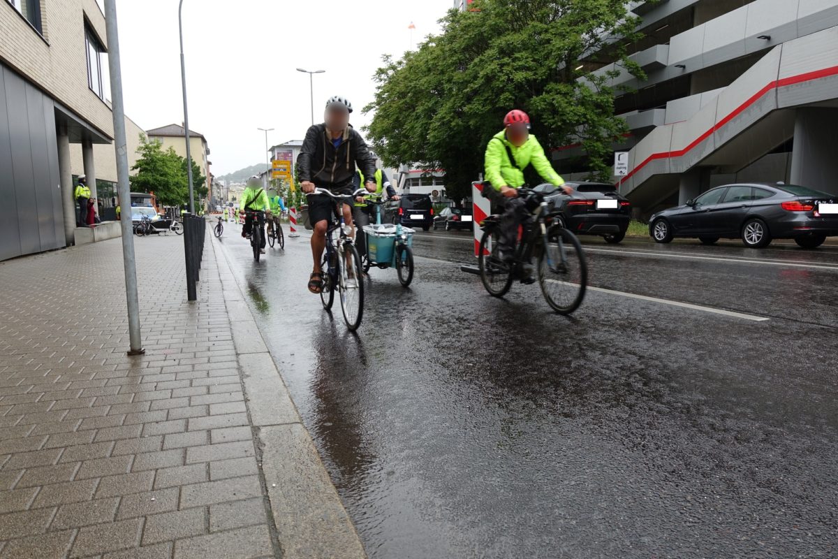 Erste Pop Up Bikelane in Pforzheim